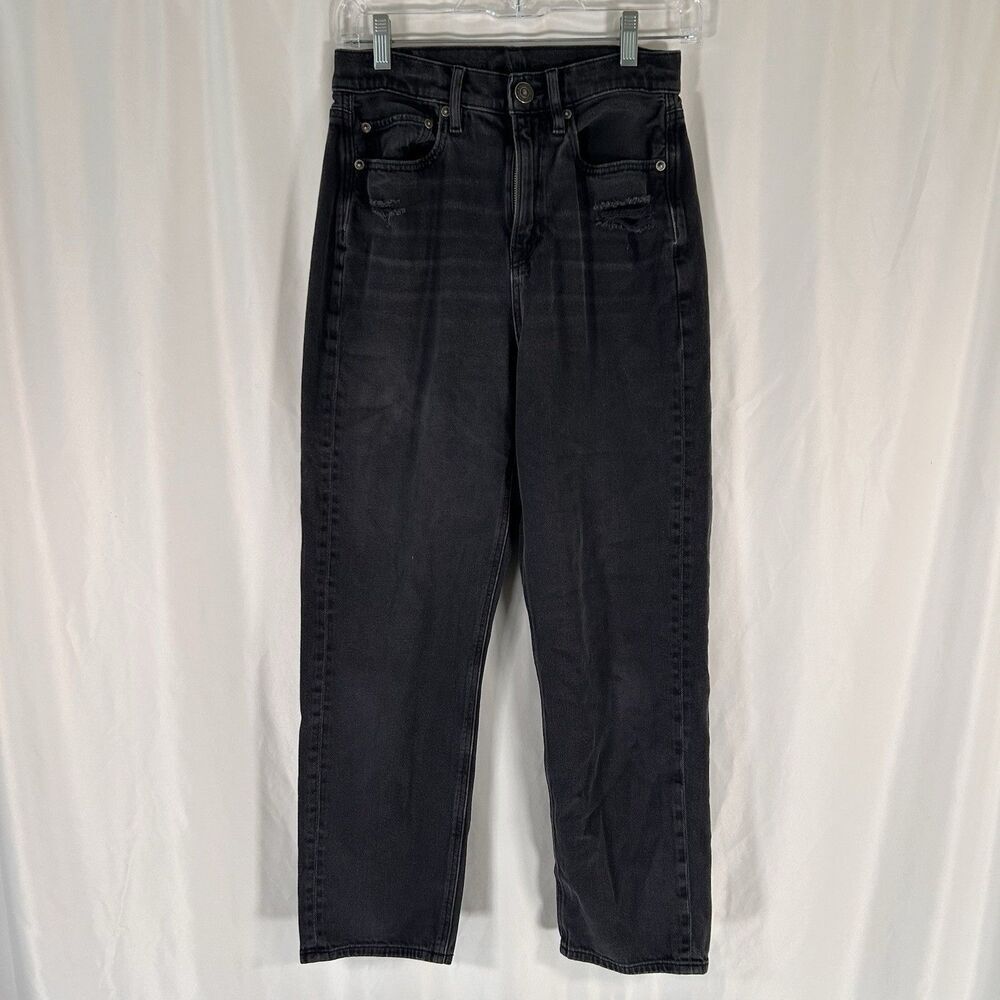 American Eagle 90s Boyfriend Jeans Women's 4 Black Denim High Rise Cotton Blend
